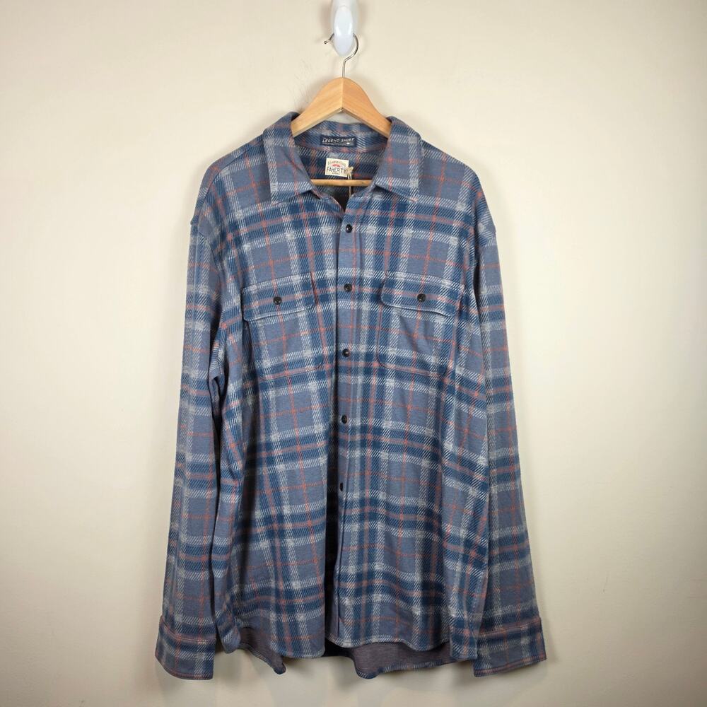 Faherty Mens Size XXL Legend Sweater Shirt Three Lakes Plaid Soft Stretch